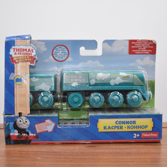 Roll & Whistle Connor & Tender Fisher Price Thomas Friends Wooden Railway Train - Picture 1 of 11